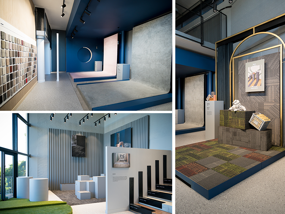 Our lighting solutions highlight Belgotex's carpets and flooring