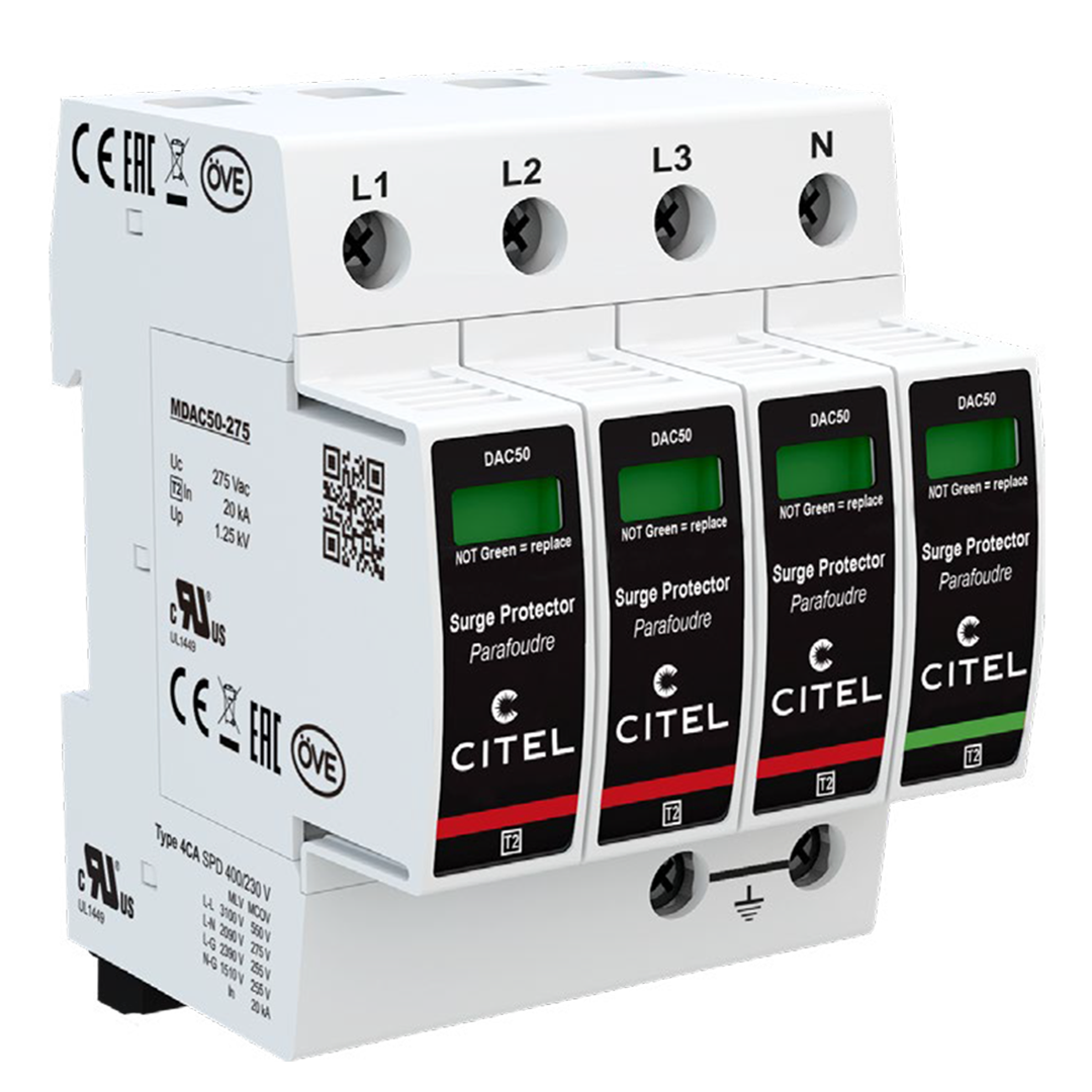 Citel DAC50S-31-275 SPD, type 2, AC, 3P+N, 230/400V - Rubicon Installer Portal