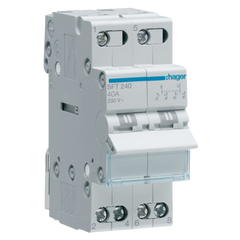 Hager Changeover switch, on-off-on, Din rail, 2-pole, 40A - Rubicon Installer Portal