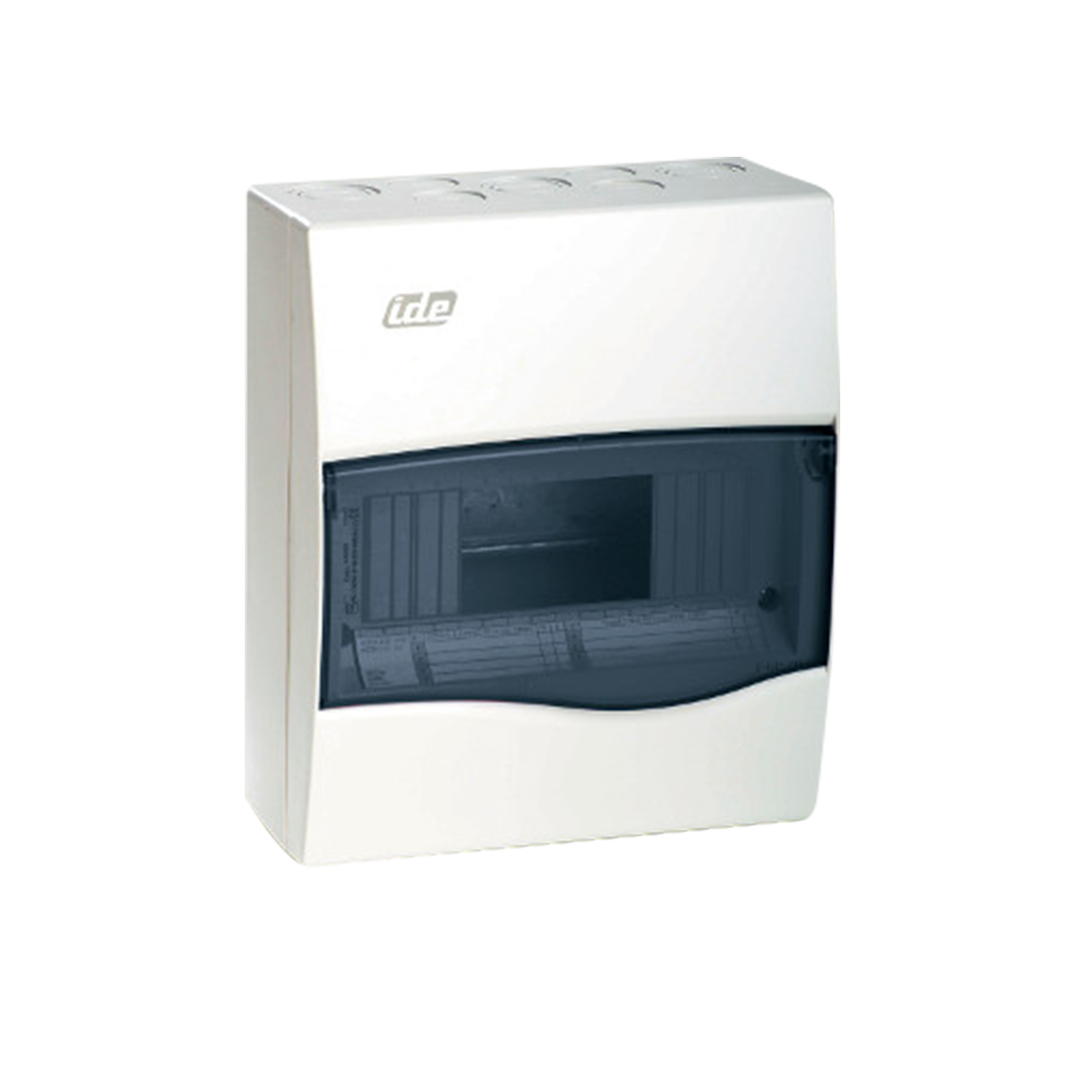 IDE Surface DB, transparent window, 1x8, DIN, 228x191x99 - Rubicon Installer Portal
