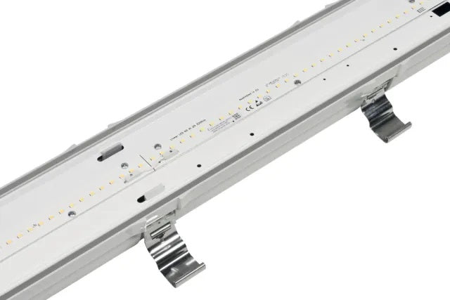 Metropolis LED fitting, ceiling mount, vapour proof, 3000K, 1500mm, 60W - Rubicon Installer Portal
