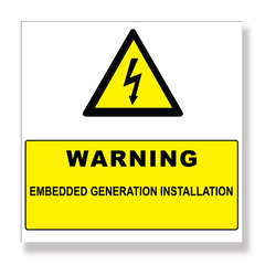 Rubicon label, Warning: Embedded gen. installation, 250 x 250mm - Rubicon Installer Portal