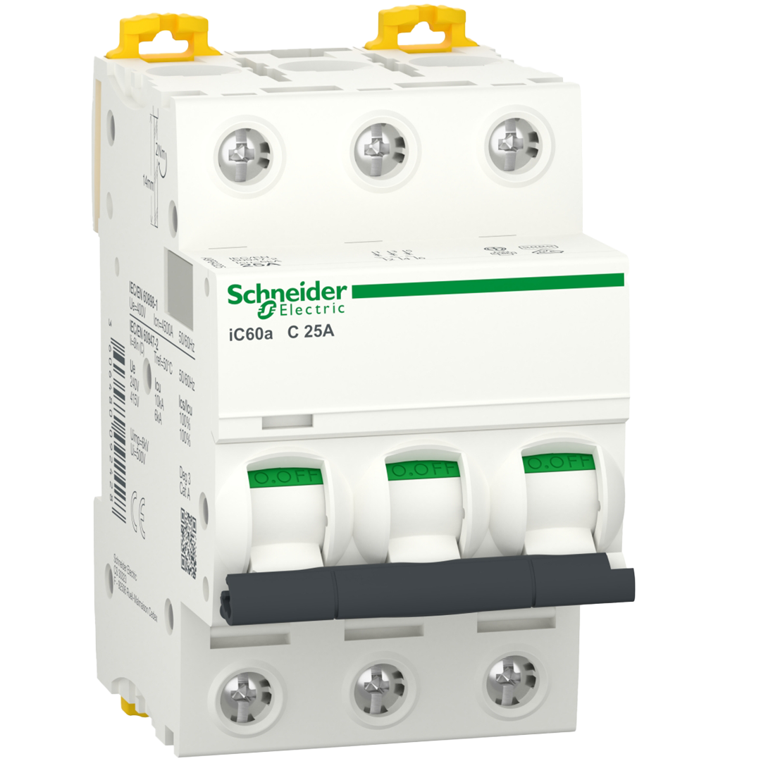 Schneider Miniature circuit-breaker, 3-pole, 6kA, 25A - Rubicon Installer Portal
