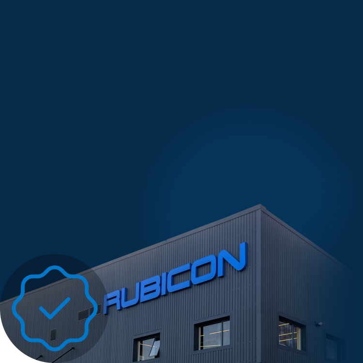 Building with 'Rubicon' logo on a dark blue background - Rubicon Installer Portal